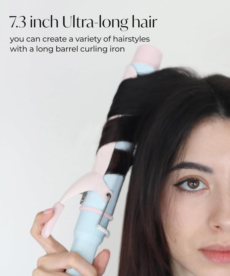 Glow Up Curling Iron 1 1/2 Inch - 7.3" Long Barrel Ceramic Hair Curler for Blowout, Beach Waves - Curling Wand Designed for Long Hair - Cotton Candy - Image 3